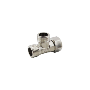 4分铜三通热水器水管三通内外丝弯头直接铜电镀304带活接三通接头