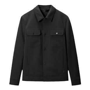 海澜之家休闲夹克外套男款春秋季轻商务茄克男士黑色翻领工装上衣