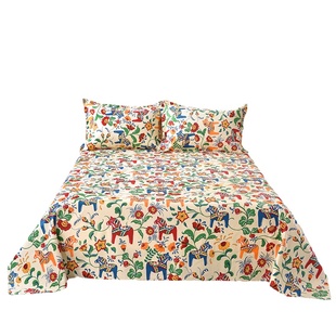 马年小马床单卡通加厚布 纯棉老粗布床单 儿童床帆布床单 四季布