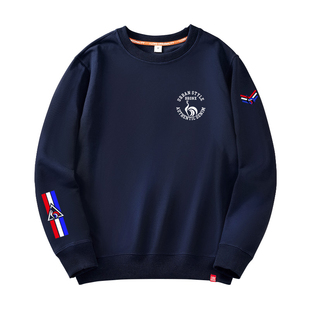 法国公鸡卫衣男士潮牌薄款宽松印花圆领大码长袖2026新款春秋季潮