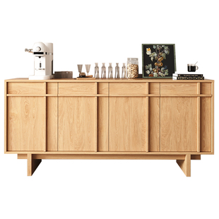 维美家全实木餐边柜大小户型橱柜厨房储物柜橡木茶水柜原木风边柜