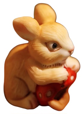 鹿角彩绘撒欢兔手把件把玩件