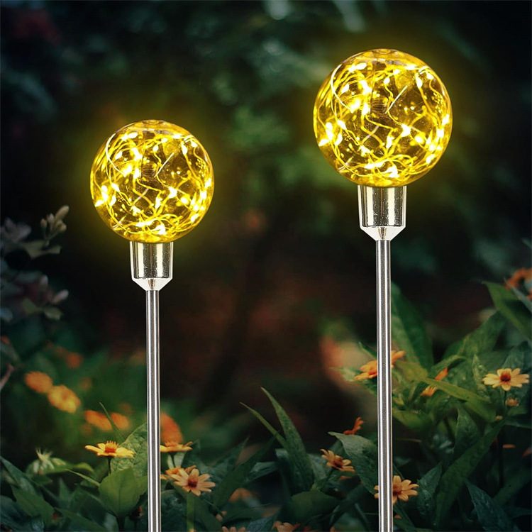 户外太阳能地插铜线球灯30led插地灯芦苇灯发光铜线圆球灯防水