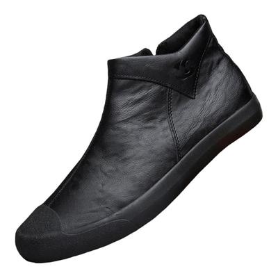 一脚蹬软底马丁靴男皮鞋