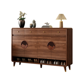 新中式实木鞋柜家用门口入户玄关柜一体靠墙大容量收纳储物门厅柜