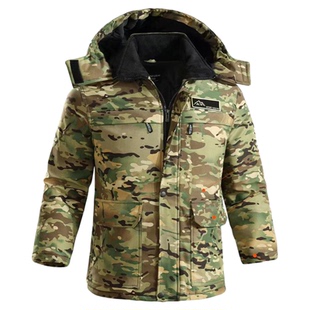 迷彩军大衣男冬季加厚保暖劳保工作服棉袄冷库寒区防寒保安棉衣