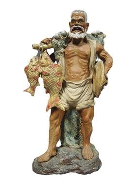 陶瓷渔翁电视柜姜太公钓鱼假山