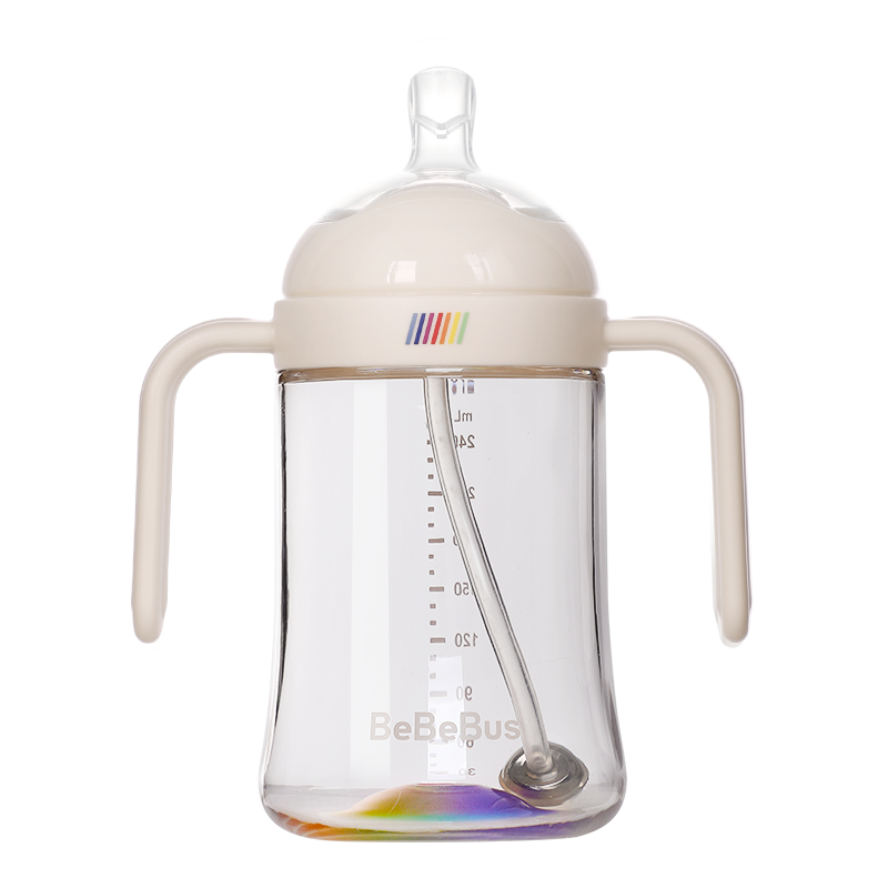 BeBeBus鴨嘴杯彩虹學飲杯嬰兒6個月以上寶寶喝水杯防嗆吸管杯