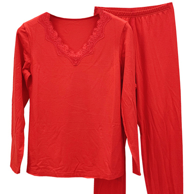 秋衣秋裤大红色结婚情侣福字