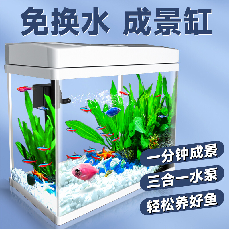 鱼缸客厅小型家用玻璃桌面迷你大型水族箱生态造景新款网红金鱼缸