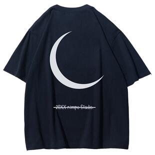夏季重磅220g纯棉反光大码短袖T恤男女款ins潮牌情侣装五分袖上衣