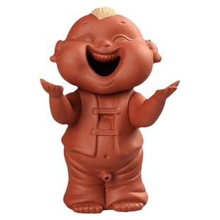 茶宠摆件大号尿童创意宜兴紫砂茶玩招财可爱撒尿娃娃喷水可养童子