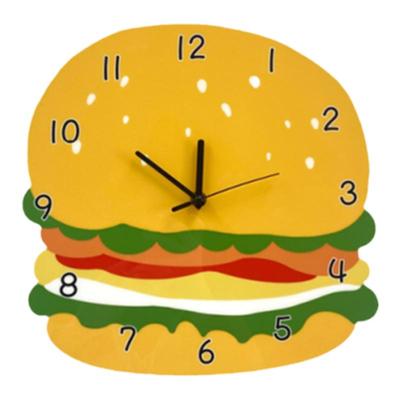 简约现代个性创意卡通汉堡钟表