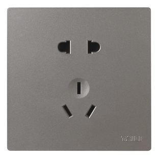 灰色开关插座86型家用暗装墙壁灯led面板五孔16A一开双控连体大板