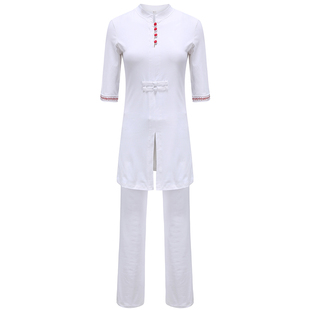 尤佳瑜伽服套装女春夏白色高弹气质舞韵健身服宽松打坐冥想禅修服