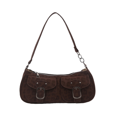 麂皮绒包计复古磨砂单肩法棍包