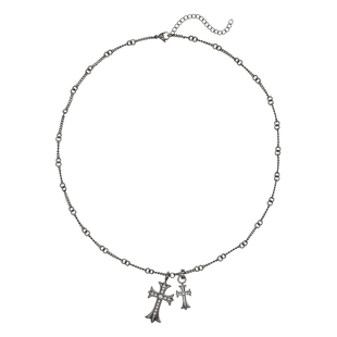 自制锆石十字架吊坠钛钢男生项链欧美街头百搭高级感小众情侣配饰