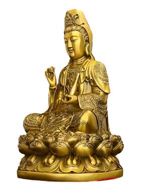 客厅南海坐莲观音纯铜保平安中式