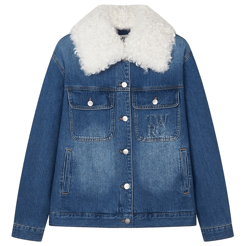 TeenieWeenie小熊女装简约牛仔翻领外套秋季时尚休闲韩系洋气夹克