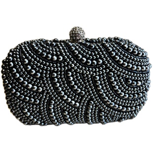 优雅珍珠手拿晚宴包女士迷你小包包串珠宴会包礼服包链条包水钻包