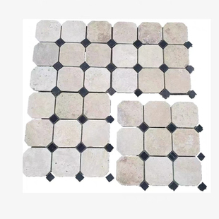 天然米白莱姆洞石背景墙瓷砖马赛克室内阳台卫生间仿古地砖