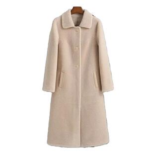 2025冬季新款颗粒羊剪绒皮毛一体大衣女中长款加厚羊羔毛皮草外套