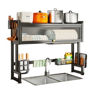 厨房特厚稳水槽置物架洗碗槽水池防尘碗碟收纳架多功能碗架沥水架