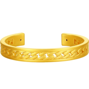 周六福黄金手镯男女款5d硬金定价华光系列黄景瑜同款启程手镯随性