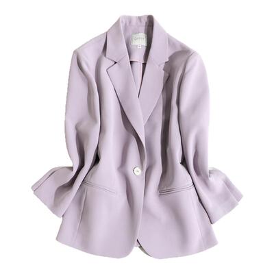 OFFIY中袖通勤紫色薄款春夏西装