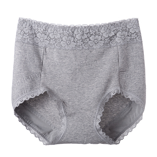 内裤女纯棉高腰 黑色蕾丝女土全棉产后收腹提臀 原单收复日本大码