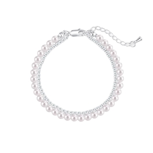 AJIDOU阿吉豆珍珠手链女款双层水晶手串设计感手饰品生日礼物首饰