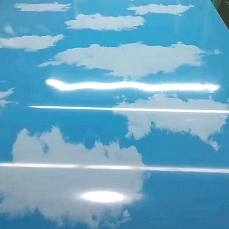 现货销售花纹印花板 碎花彩钢覆膜印花板 蓝天白云屋顶板印花板