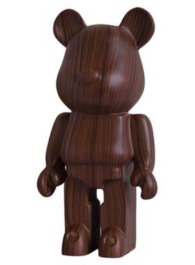 胡桃木纹原木纹暴力熊树脂摆件