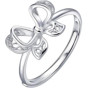 周生生Pt950铂金戒指在逃公主蝴蝶结戒指开口女戒手饰91475R