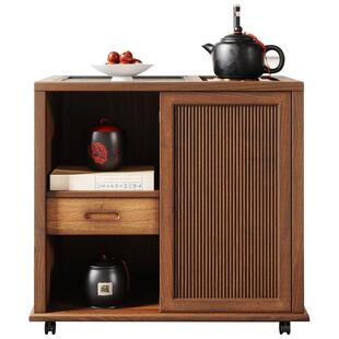 胡桃木移动茶台家用小茶车泡茶台烧水壶一体实木茶水柜煮茶柜边柜