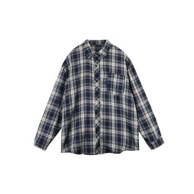 秋冬长袖薄款格子衬衫女开衫上衣