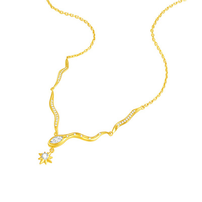 DC设界周大生扭扭蛇纯银项链