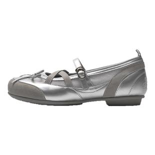 多嘴驴Donkey银色玛丽珍鞋女夏季配裙子芭蕾单鞋运动平底浅口凉鞋