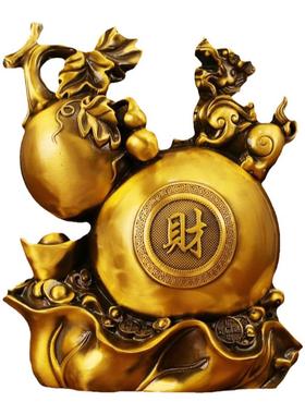 纯黄铜福禄寿葫芦貔貅摆件招财镇宅家居客厅玄关办公室桌面装饰品