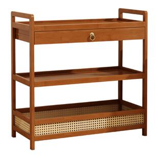 中古风小推车非实木移动可推拉家用复古茶几客厅沙发边几置物架子