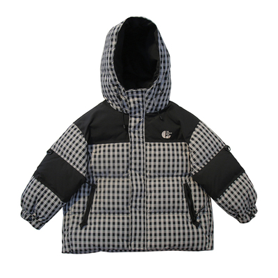 啦芙莱童装儿童格子90白鸭绒连帽羽绒服25冬季男女童加厚外套3722