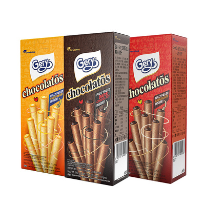 【自营】Gery芝莉夹心卷奶酪味巧克力蛋卷饼干印尼进口零食140g