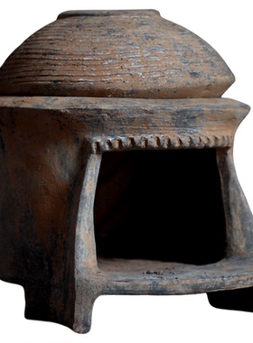 仿古陶器陶炉炊具灶台餐饮摆件