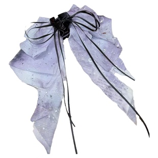 水墨画飘带马尾抓夹女2025新款后脑勺半扎发发夹高级感鲨鱼夹头饰