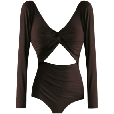 长袖连体泳衣女遮肚仙气时尚保守