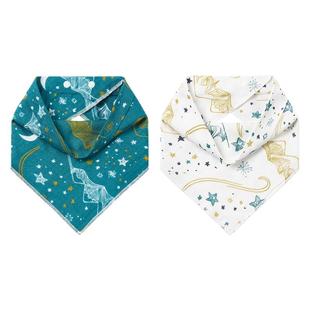 Nest Designs新生儿口水巾防吐奶婴儿纱布三角巾围嘴围兜2件装