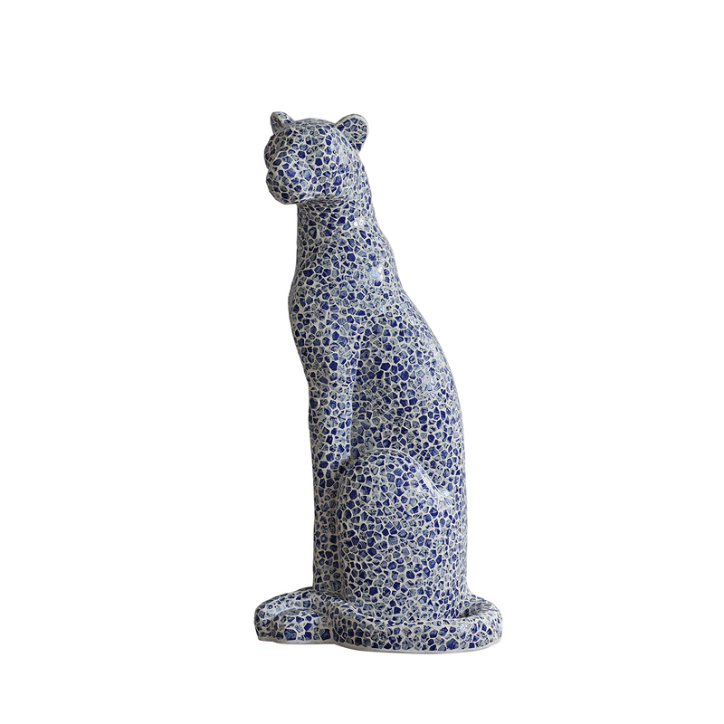形上《豹富》落地青花瓷豹子雕塑摆件设计师款客厅玄关装饰品摆件