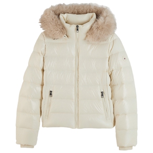 【预售】Tommy26秋冬新款女装防泼水修身90绒毛领连帽高蓬羽绒服