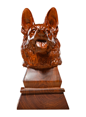花梨木雕狗头摆件工艺品