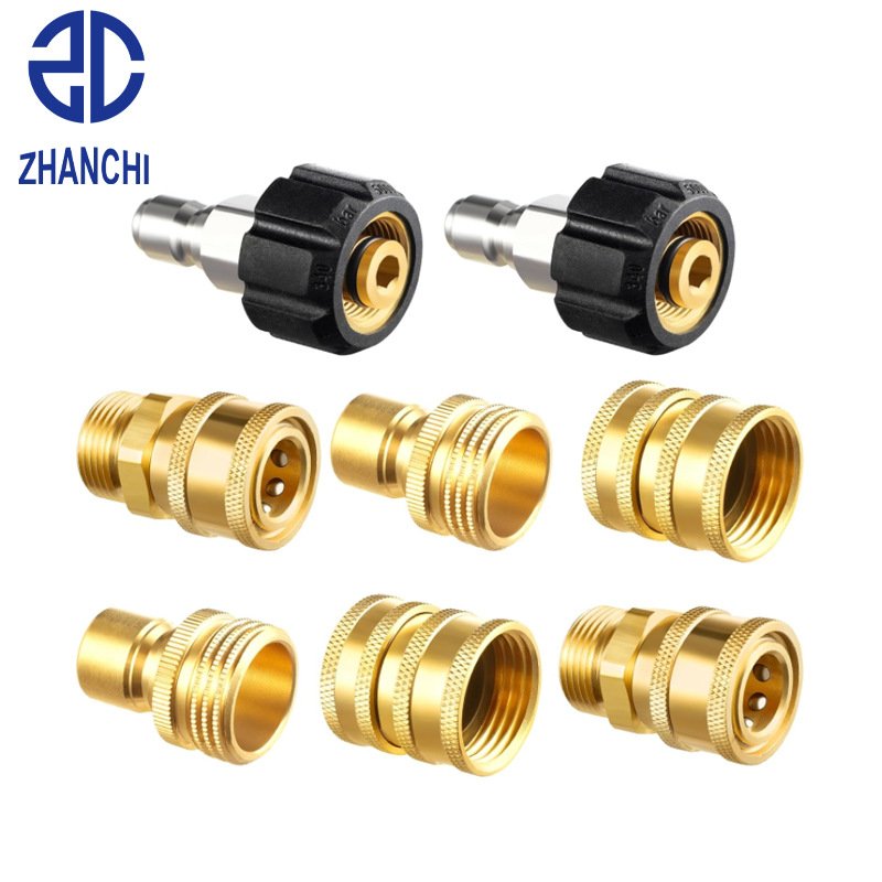 现货高压清洗机配件水管转接头黄铜 3/8 公母头快插接头防爆